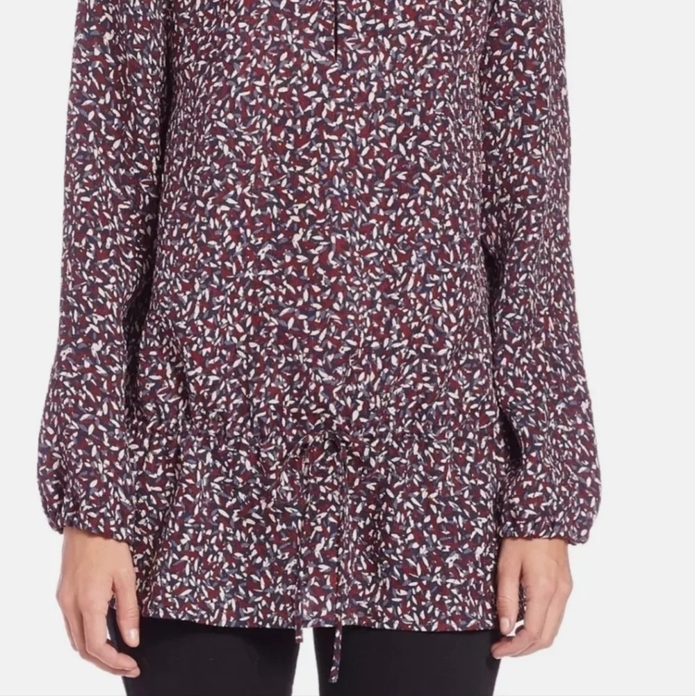Tory Burch tunic blouse top. Red agate confetti. Sz 8 silk blend